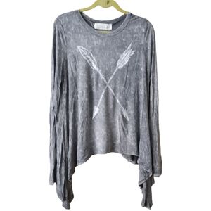 NWT Vintage Havana Grey Front Arrow Design Split Back Pullover Size Medium